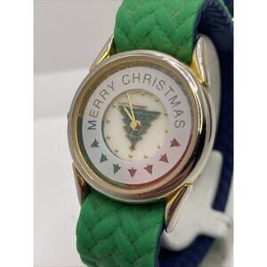 Vintage Holiday Christmas Womens Quartz Fashion Watch Works New Battery!